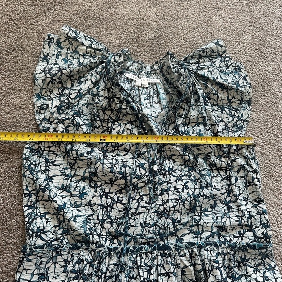 VERONICA BEARD TIERED RUFFLE COTTON ZEE DRESS - OFF WHITE/NAVY- SIZE 0 - Picture 11 of 12